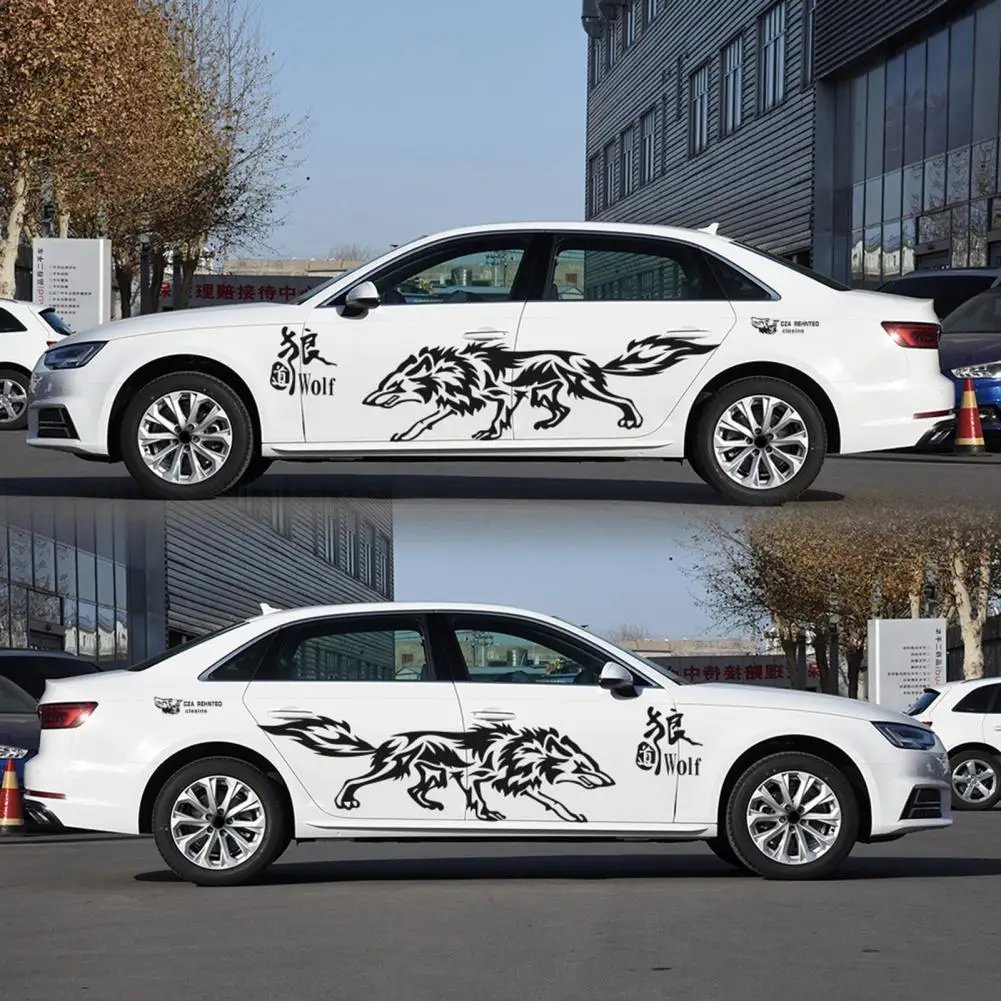 

2Pcs Durable Car Funny Sticker Eye-catching Eco-friendly Car Decal Wolf Tribal Car Body Vinyl Decal