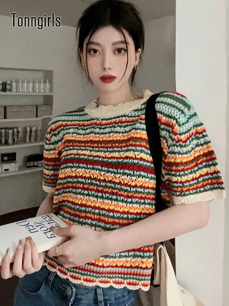 Tonngirls Summer T Shirt Women Korean Style Short Sleeve Knitted Vintage T Shirt Y2k Tops E Girl Tee Tops Streetwear Tshirts
Tonngirls Summer T Shirt Women Korean Style Short Sleeve Knitted Vintage T Shirt Y2k Tops E Girl Tee Tops Streetwear Tshirts