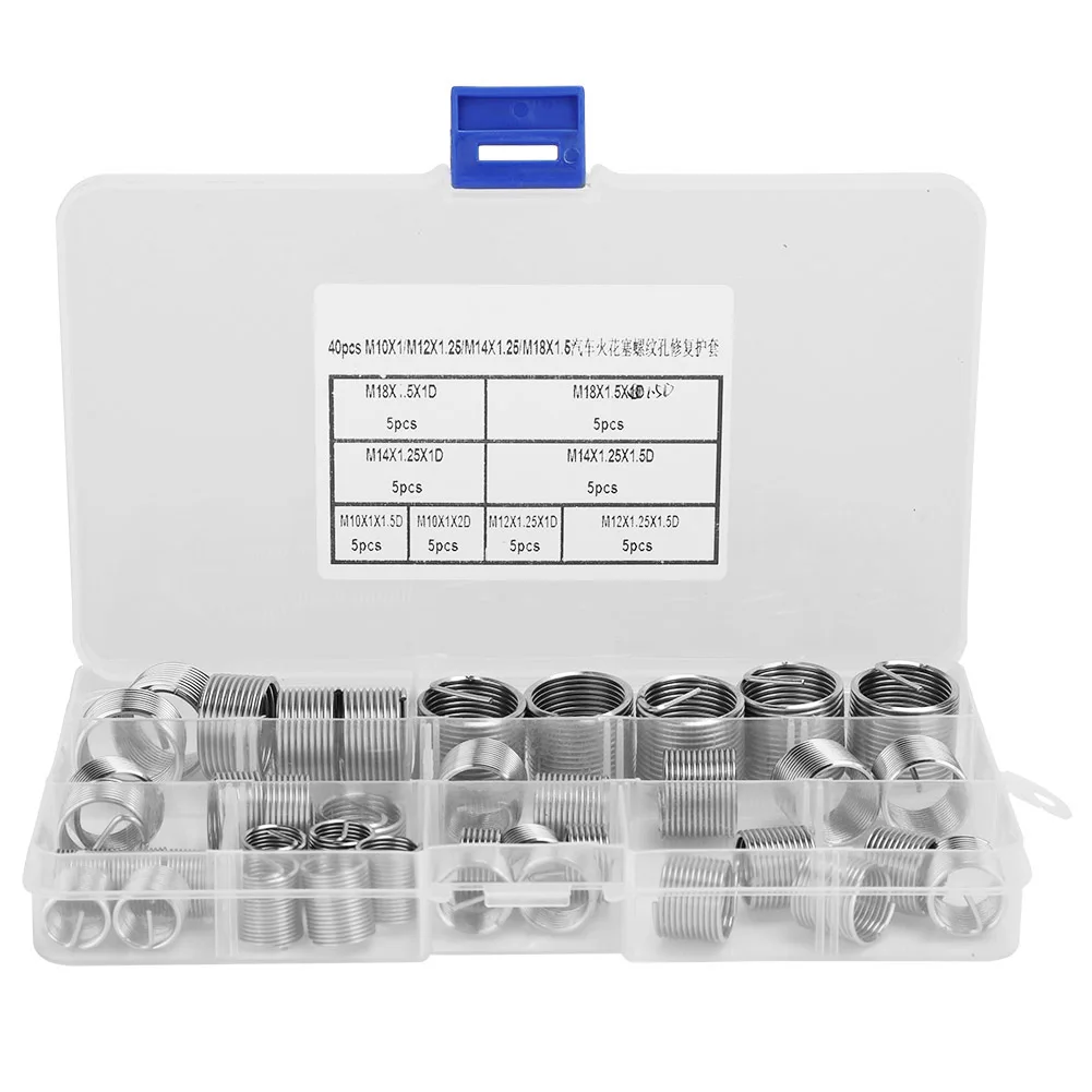 40 Pcs Screw Thread Repairing Kit Piston Cylinder Stainless Steel Rethreading Sleeve Kit 40pcs 40pcs
40 Pcs Screw Thread Repairing Kit Piston Cylinder Stainless Steel Rethreading Sleeve Kit 40pcs 40pcs