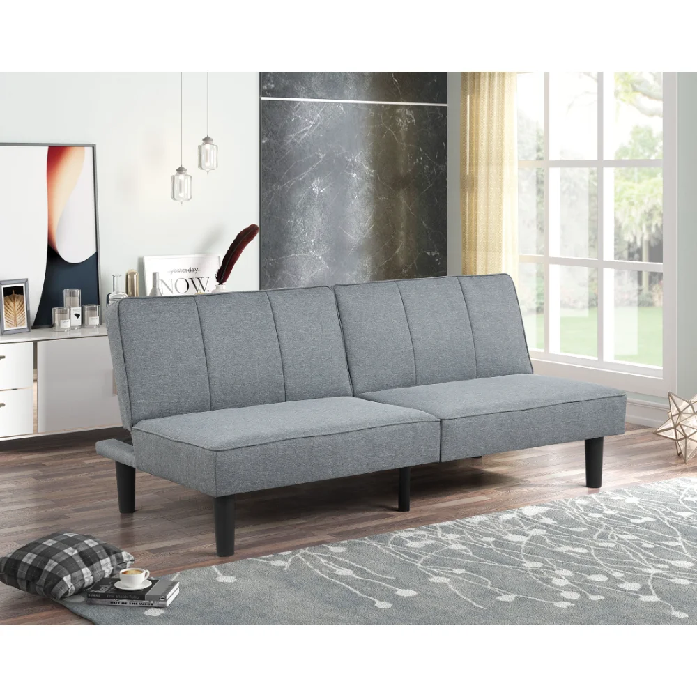 

Studio Futon, Gray Linen Upholstery，Living Room Sofas，Durable Soft Strong，66.00 X 32.50 X 29.25 Inches