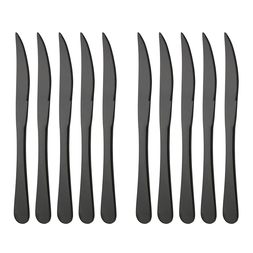 Набор столовых ножей из нержавеющей стали, 10 шт., острый нож для стейка, ножи для фруктов, Западный черный нож, столовый нож для ресторана, наб... 
Набор столовых ножей из нержавеющей стали, 10 шт., острый нож для стейка, ножи для фруктов, Западный черный нож, столовый нож для ресторана, наб...