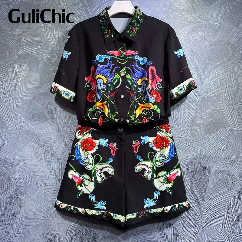 5.15 GuliChic Women Turn-Down Collar Beading Decoration Print Loose Short Sleeve Shirt And High Waist Shorts Temperament Set
5.15 GuliChic Women Turn-Down Collar Beading Decoration Print Loose Short Sleeve Shirt And High Waist Shorts Temperament Set