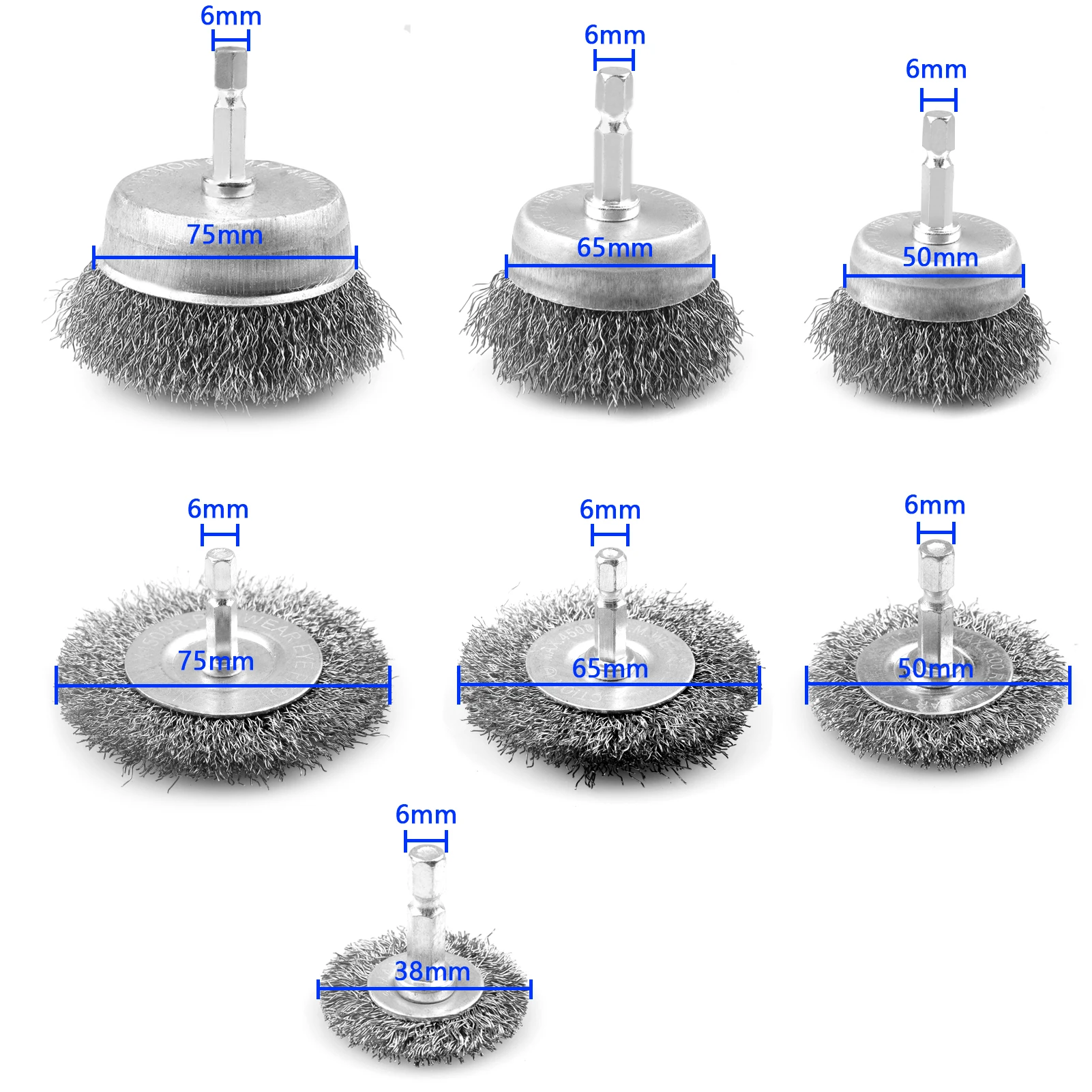 7 шт., щётки из стальной проволоки 
7 шт., щётки из стальной проволоки
