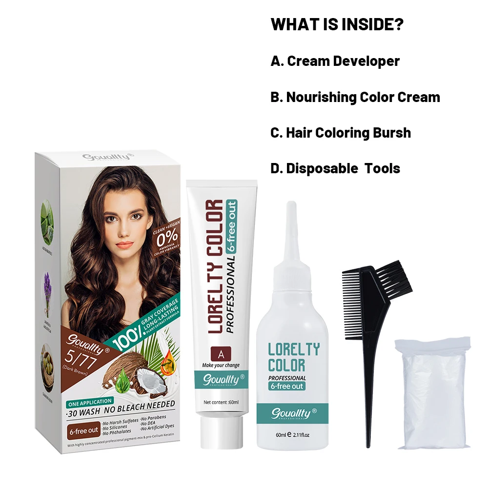 Gouallty Coconut Oil Hair Color Kit Nourishing Argan Oil 100% Coverage Grey Hair Permanent Hair Dye For Home Use
Gouallty Coconut Oil Hair Color Kit Nourishing Argan Oil 100% Coverage Grey Hair Permanent Hair Dye For Home Use