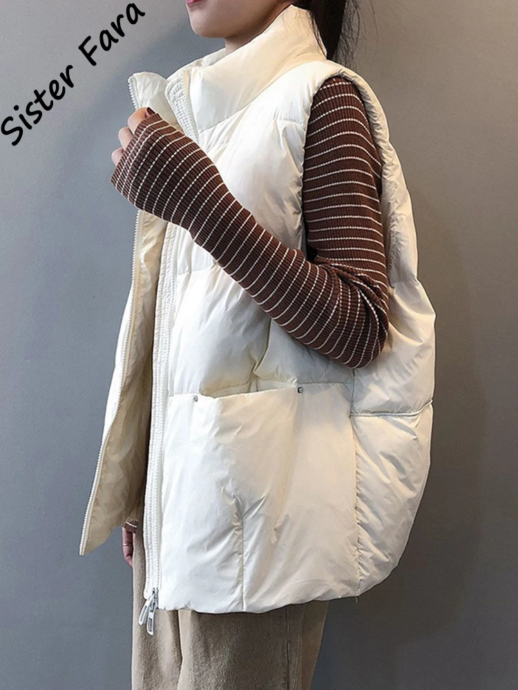 Sister Fara Sleeveless Body Warmer Women's Down Vest Jacket Loose White Duck Down Thick Waistcoat Vest Zipper Coat For Women New
Sister Fara Sleeveless Body Warmer Women's Down Vest Jacket Loose White Duck Down Thick Waistcoat Vest Zipper Coat For Women New