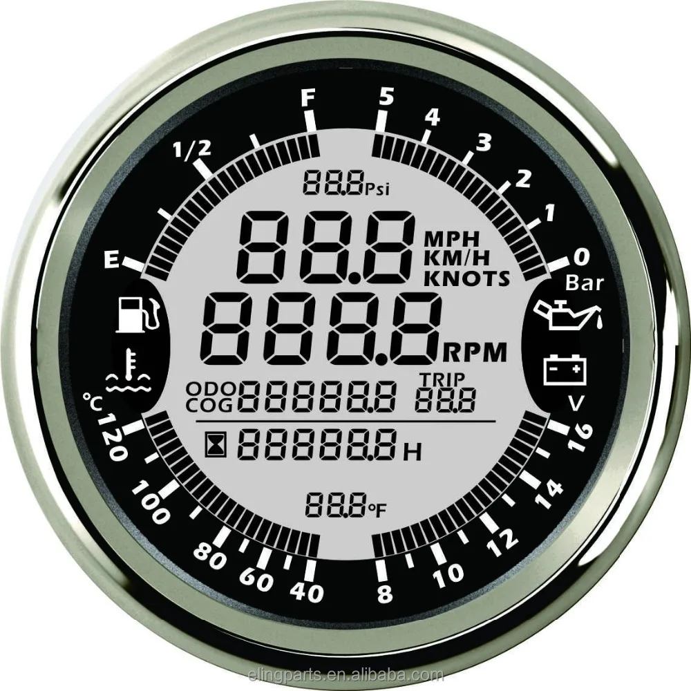ELING 6 in 1 Multi-functional Gauge Motorcycle GPS Speedometer Tachometer Hour Water Temp Fuel Level Oil Pressure Voltmeter 12V
ELING 6 in 1 Multi-functional Gauge Motorcycle GPS Speedometer Tachometer Hour Water Temp Fuel Level Oil Pressure Voltmeter 12V