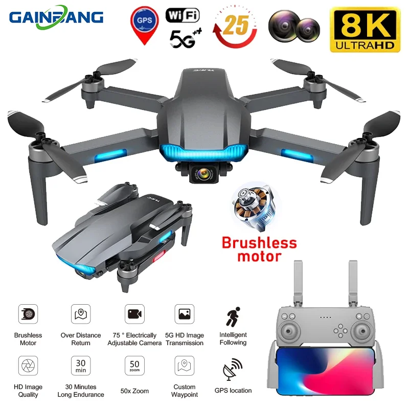 

S106 GPS Drone 8K HD Dual Camera 5G WIFI FPV Optical Flow Position Aerial Photography Brushless Motor Helicopter RC Quadcopter
