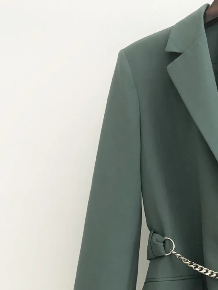 Women's Blazer Or Shorts Long Sleeve Chain Single Button Solid Fashion Straight Elastic Waist Suit Office Lady
Women's Blazer Or Shorts Long Sleeve Chain Single Button Solid Fashion Straight Elastic Waist Suit Office Lady