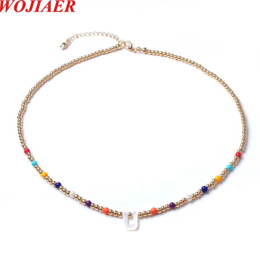 WOJIAER Gold Color Beads Necklace A-Z 26 Initials Shell Pendant Letter Round Metal Femme Choker Gift for Women BF327
WOJIAER Gold Color Beads Necklace A-Z 26 Initials Shell Pendant Letter Round Metal Femme Choker Gift for Women BF327