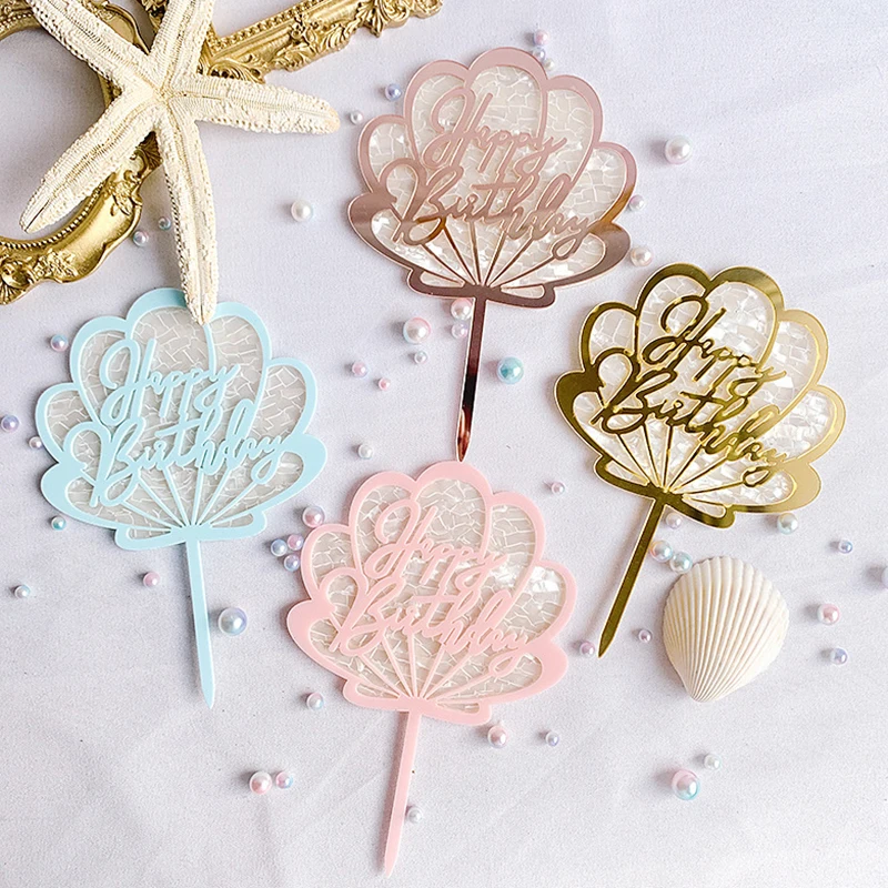 Ins Style Shell Happy Birthday Acrylic Cake Toppers Birthday Baby Shower Party Decorations Gender Reveal Cupcake Dessert Favors
Ins Style Shell Happy Birthday Acrylic Cake Toppers Birthday Baby Shower Party Decorations Gender Reveal Cupcake Dessert Favors