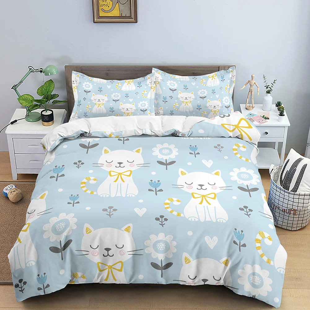 Pet Cat Pattern Bedding Sets Cute Cartoon Squinting Cat 2/3Pcs Duvet Cover for Teens Child King Set Size Comforter Covers
Pet Cat Pattern Bedding Sets Cute Cartoon Squinting Cat 2/3Pcs Duvet Cover for Teens Child King Set Size Comforter Covers