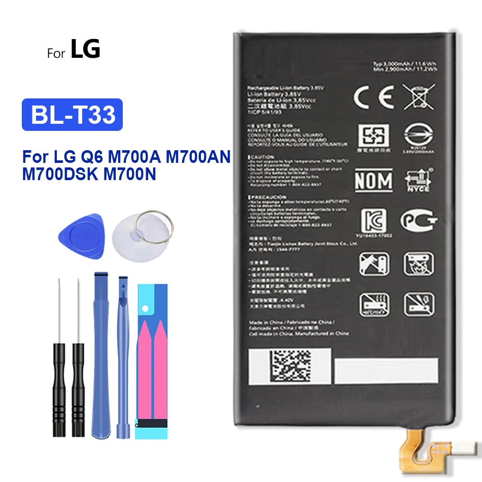 Аккумулятор 3000 мАч BL-T33 для LG Q6 M700A M700AN M700DSK M700N BL T33 мобильный телефон Bateria + бесплатный инструмент
Аккумулятор 3000 мАч BL-T33 для LG Q6 M700A M700AN M700DSK M700N BL T33 мобильный телефон Bateria + бесплатный инструмент