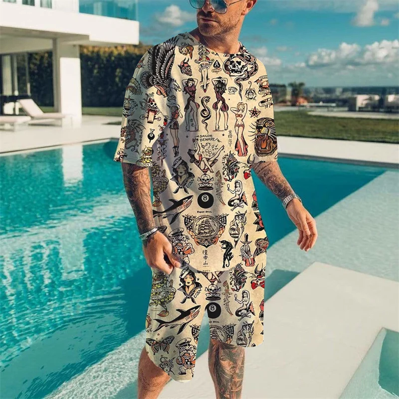 Nautical Elements Printed Short Sleeve Set Summer Men's Quick Drying T-shirt 2 Piece Set Fashion Personalized Casual T-shirt Set
Nautical Elements Printed Short Sleeve Set Summer Men's Quick Drying T-shirt 2 Piece Set Fashion Personalized Casual T-shirt Set
