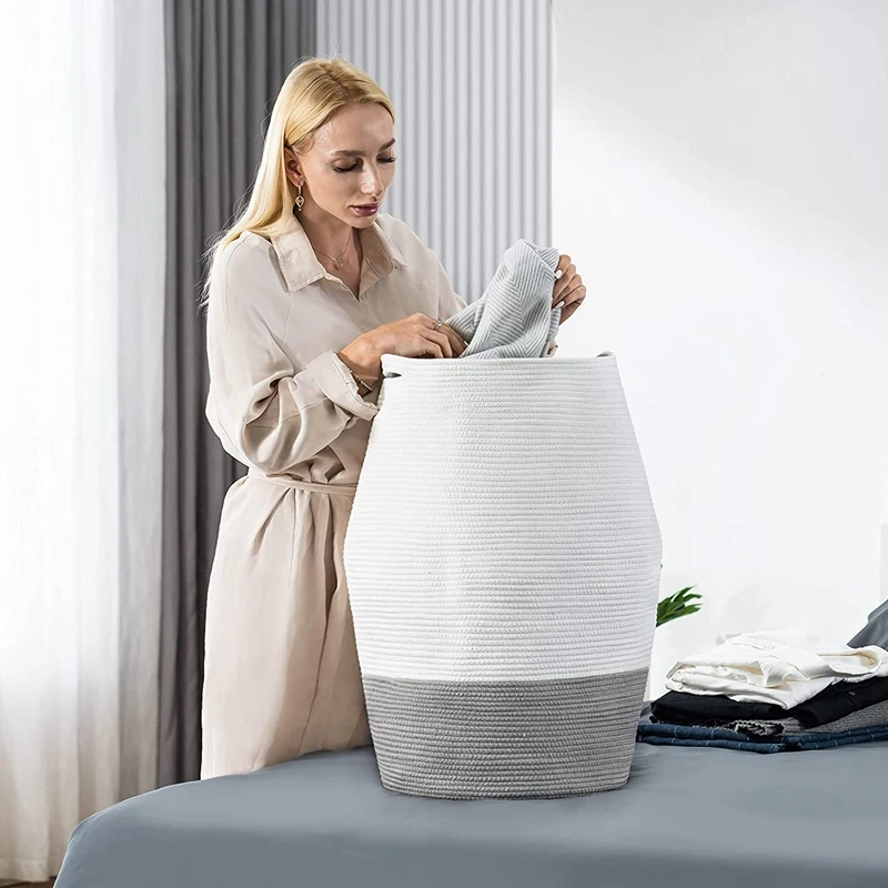 Cotton Rope Laundry Hamper Extra Large Woven Collapsible Dirty Clothes Basket For Blankets Toys Tall Round Storage
Cotton Rope Laundry Hamper Extra Large Woven Collapsible Dirty Clothes Basket For Blankets Toys Tall Round Storage
