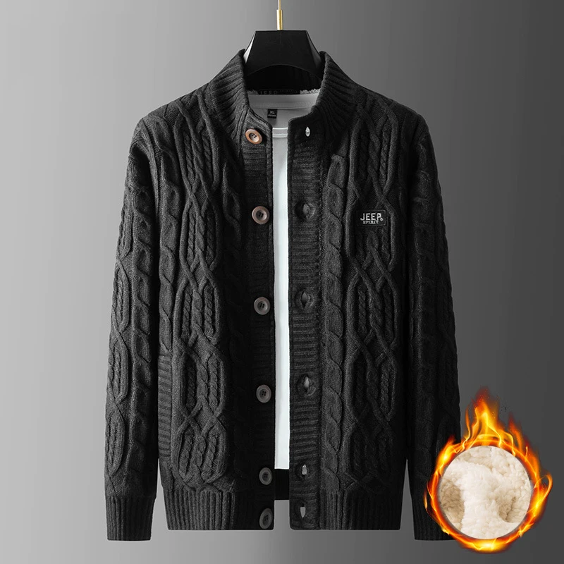 Autumn Winter Sweater Men Cardigan Masculino Long Sleeves Fleece Stand Up Collar Jacquard Thick Warm Velvet Knitted Sweaters
Autumn Winter Sweater Men Cardigan Masculino Long Sleeves Fleece Stand Up Collar Jacquard Thick Warm Velvet Knitted Sweaters
