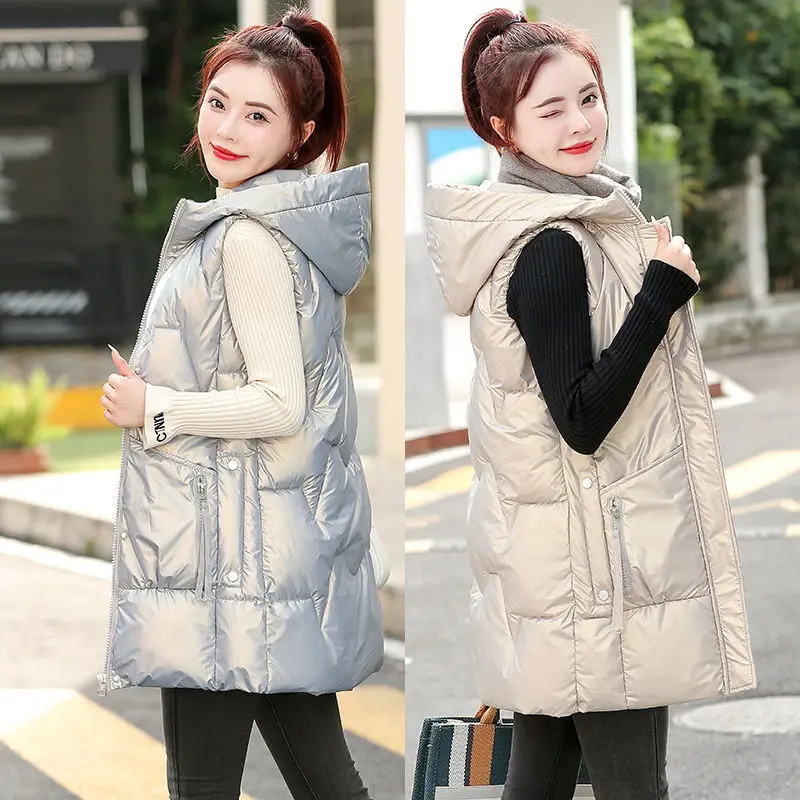 New Fashion Cotton Padded Jacket Waistcoat Bright Face Down Coat Women Autumn Winter Loose Warm Jackets Hooded Female Vest E453
New Fashion Cotton Padded Jacket Waistcoat Bright Face Down Coat Women Autumn Winter Loose Warm Jackets Hooded Female Vest E453