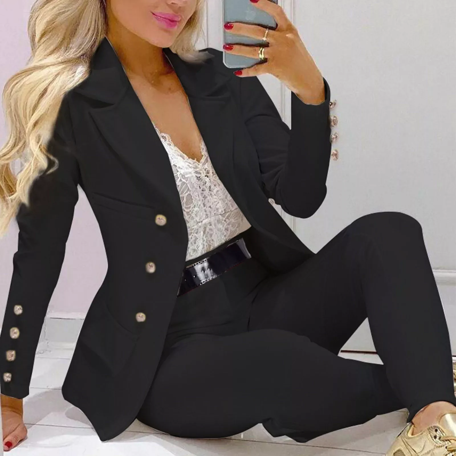 NEW 2023 Two 2 Piece Sets Office Lady Blazers Outfit Women Solid Business Office Long Sleeve Jacket And Trousers Autumn Two Piec
NEW 2023 Two 2 Piece Sets Office Lady Blazers Outfit Women Solid Business Office Long Sleeve Jacket And Trousers Autumn Two Piec