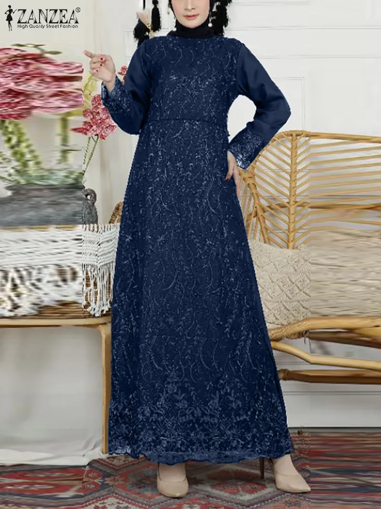 Elegant Muslim Lace Crochet Sundress ZANZEA Women Spring Long Sleeve Abaya Maxi Dress Kaftan Casual Patchwork Long Ramadan Dress
Elegant Muslim Lace Crochet Sundress ZANZEA Women Spring Long Sleeve Abaya Maxi Dress Kaftan Casual Patchwork Long Ramadan Dress