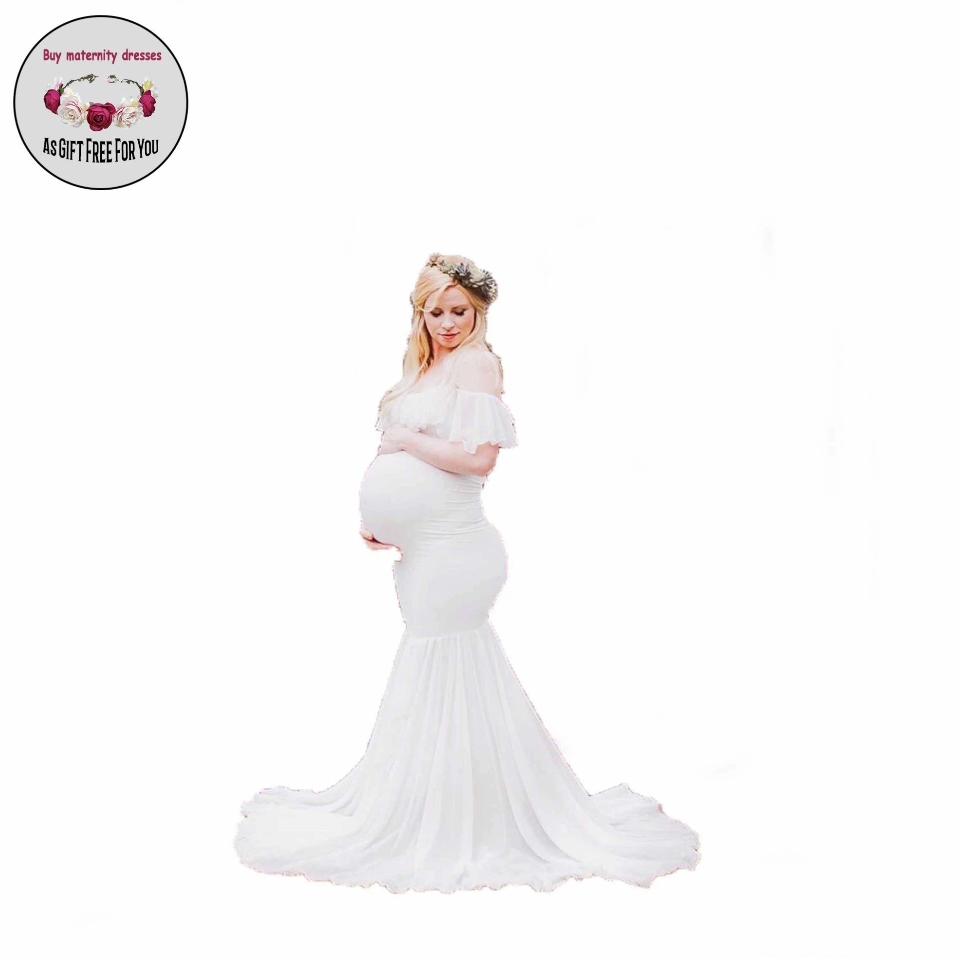 Women Off Shoulder Pregant Chiffon Dress Gown Short Sleeve Fishtail Dress for Photo Shoot Women Maternity Photography
Women Off Shoulder Pregant Chiffon Dress Gown Short Sleeve Fishtail Dress for Photo Shoot Women Maternity Photography