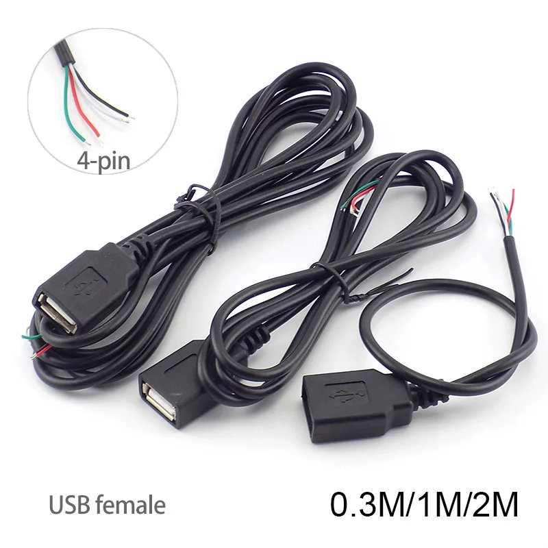 DIY 4 Pin Female Jack 4 Wire line Connector extend Cable 5V Micro USB 2.0 Transport Data Power Charging Cord 0.3m/1m/2m
DIY 4 Pin Female Jack 4 Wire line Connector extend Cable 5V Micro USB 2.0 Transport Data Power Charging Cord 0.3m/1m/2m