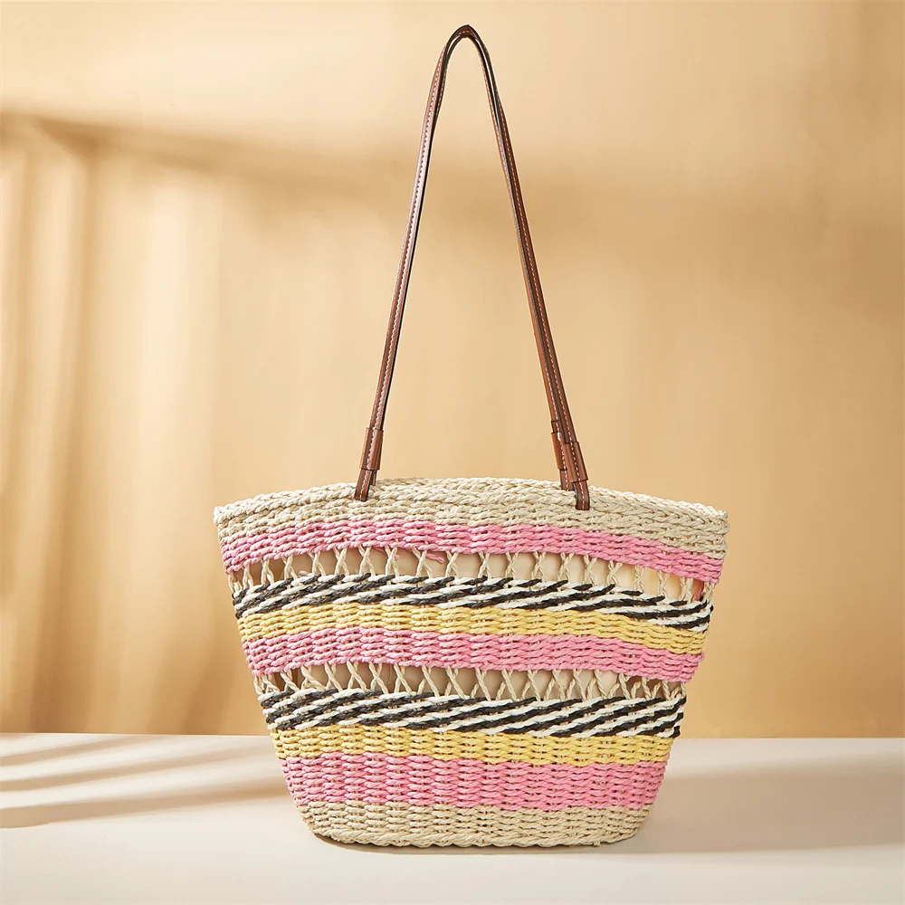 Bohemian paper rope straw woven bag contrast color striped woven bag large capacity fashion holiday bag shopping bag
Bohemian paper rope straw woven bag contrast color striped woven bag large capacity fashion holiday bag shopping bag