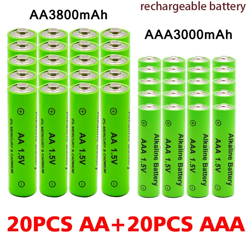 AA + AAA Rechargeable AA 1.5V 3800mAh / 1.5V AAA 3000mah Alkaline Battery Flashlight Toys Watch MP3 Player Replace Ni-Mh Battery 
AA + AAA Rechargeable AA 1.5V 3800mAh / 1.5V AAA 3000mah Alkaline Battery Flashlight Toys Watch MP3 Player Replace Ni-Mh Battery