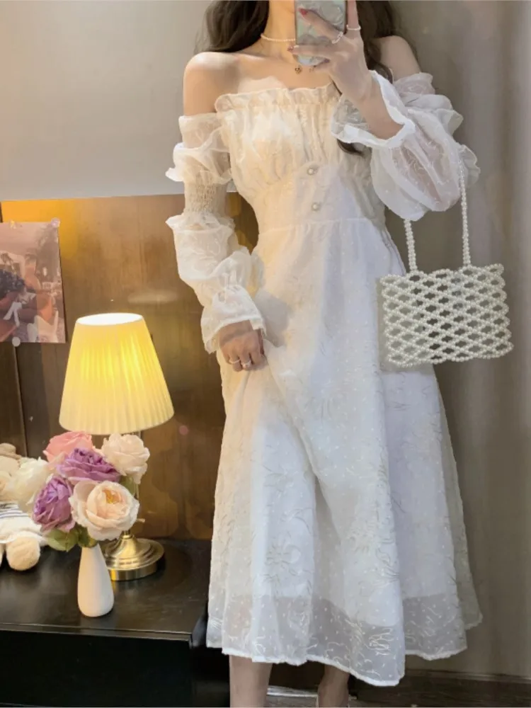 2022 Autumn Lace Sweet Puffy Sleeve Evening Dress Prom Party Robe Elegant White A-Line Midi Dress New
2022 Autumn Lace Sweet Puffy Sleeve Evening Dress Prom Party Robe Elegant White A-Line Midi Dress New