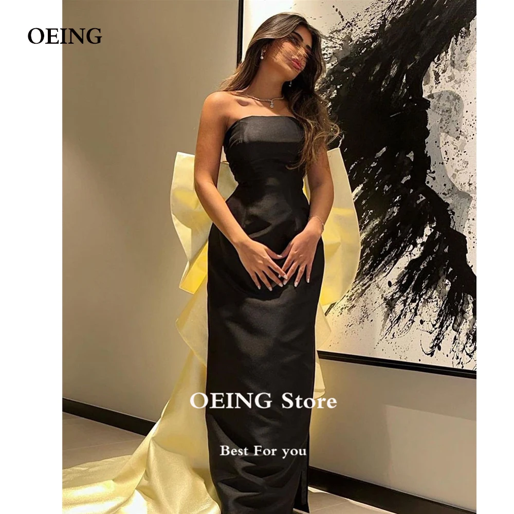 OEING 2023 Saudi Arabic Black Evening Dresses With Big Bow Back Elegant Strapless Dubai Women Formal Party Prom Gowns Occasion
OEING 2023 Saudi Arabic Black Evening Dresses With Big Bow Back Elegant Strapless Dubai Women Formal Party Prom Gowns Occasion