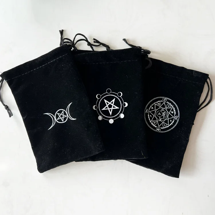 

thickened embroidered Velvet Moon Tarots Oracle Cards Storage Bag Constellation Witch Divination Accessories Jewelry Dice Bag