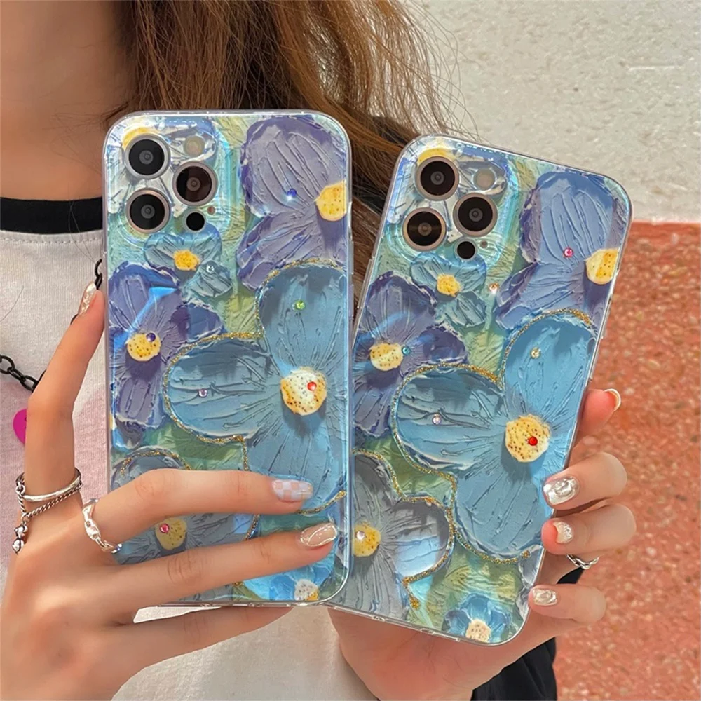 Blue light oil painting purple flower mobile phone protective case for Apple 14 iphone13/12/11 new fashion silicone shell
Blue light oil painting purple flower mobile phone protective case for Apple 14 iphone13/12/11 new fashion silicone shell