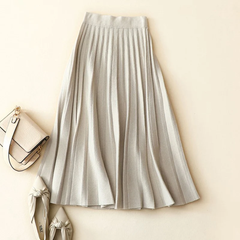 Skirts Women High Quality 100% Cashmere Knitted Elegant Style Pleated Elastic Waist A-line Solid 4 Colors Ladies New Fashion
Skirts Women High Quality 100% Cashmere Knitted Elegant Style Pleated Elastic Waist A-line Solid 4 Colors Ladies New Fashion