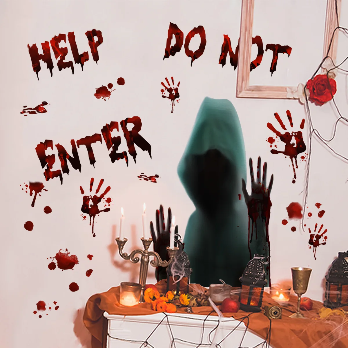 Ghost blood handprint Halloween Wallpaper living room room decoration wallpaper
Ghost blood handprint Halloween Wallpaper living room room decoration wallpaper