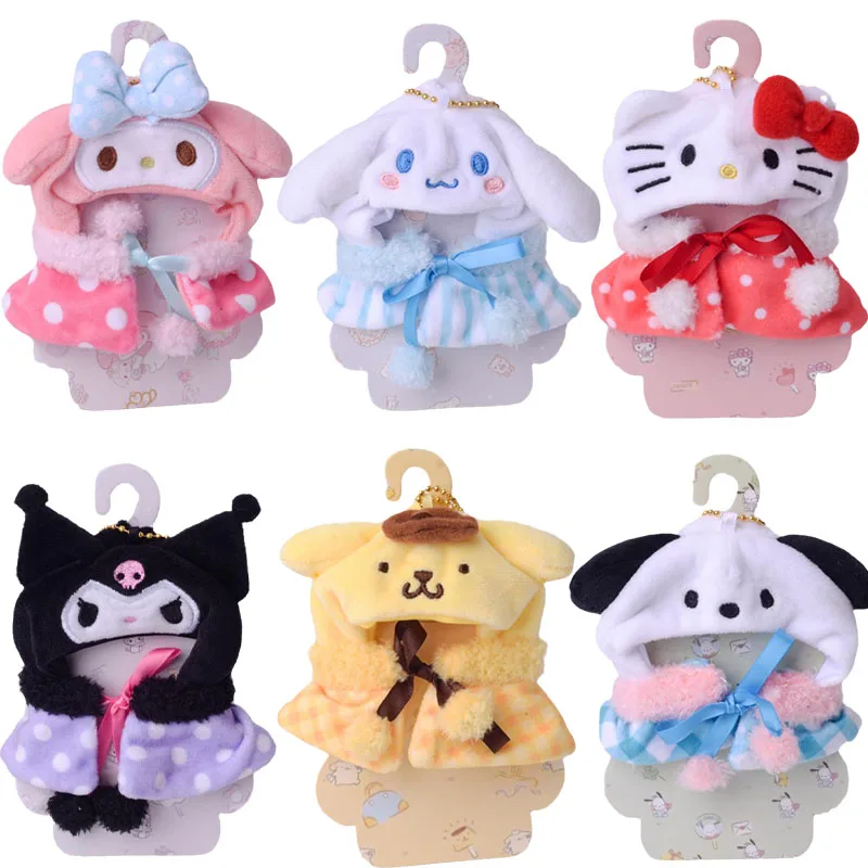 

Sanrios Cartoon Cute Kuromi My Melody Cinnamoroll Purin Dog Kittys Plushie Cloak Anime Kawaii Plush Doll Clothes Pendant Gift8CM