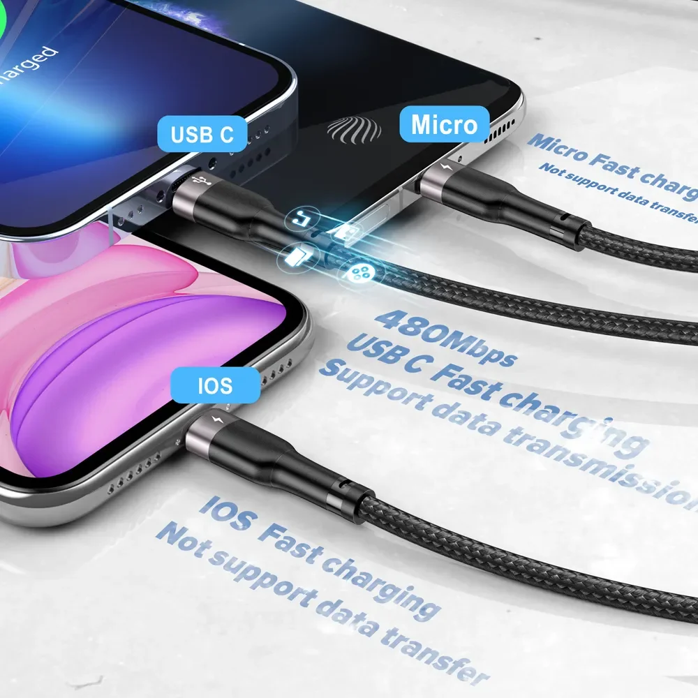 3in1 USB Cable For iPhone Micro USB Type C Cable 3.5A Fast Phone Charging Cord USB C Cable For Xiaomi POCO Huawei Samsung
3in1 USB Cable For iPhone Micro USB Type C Cable 3.5A Fast Phone Charging Cord USB C Cable For Xiaomi POCO Huawei Samsung
