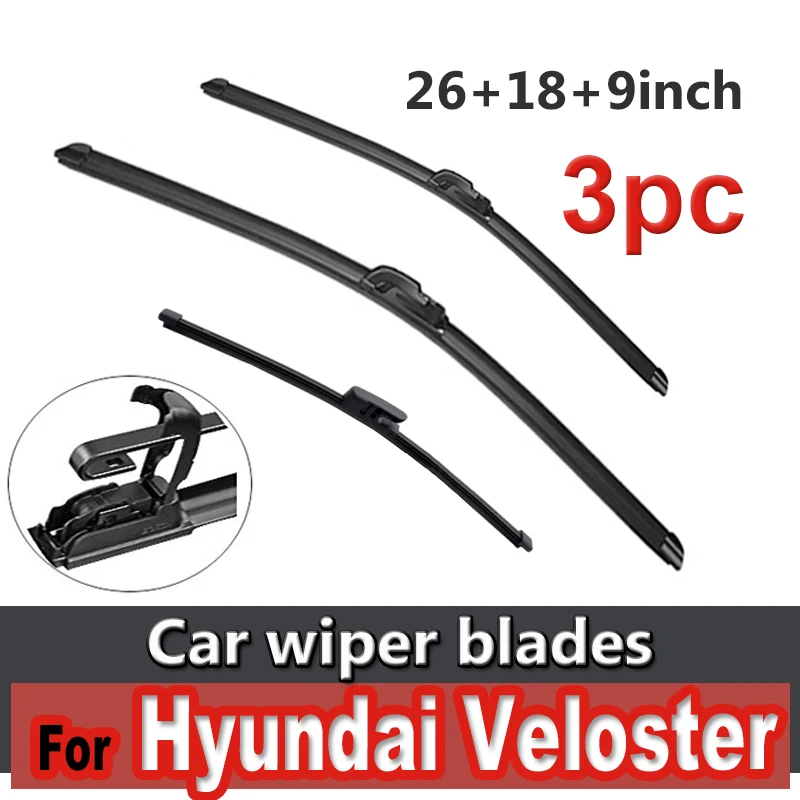 

Wiper Front & Rear Wiper Blades Set Kit For Hyundai Veloster MK1 2012 - 2018 Windshield Windscreen Window 26"+18"+9"