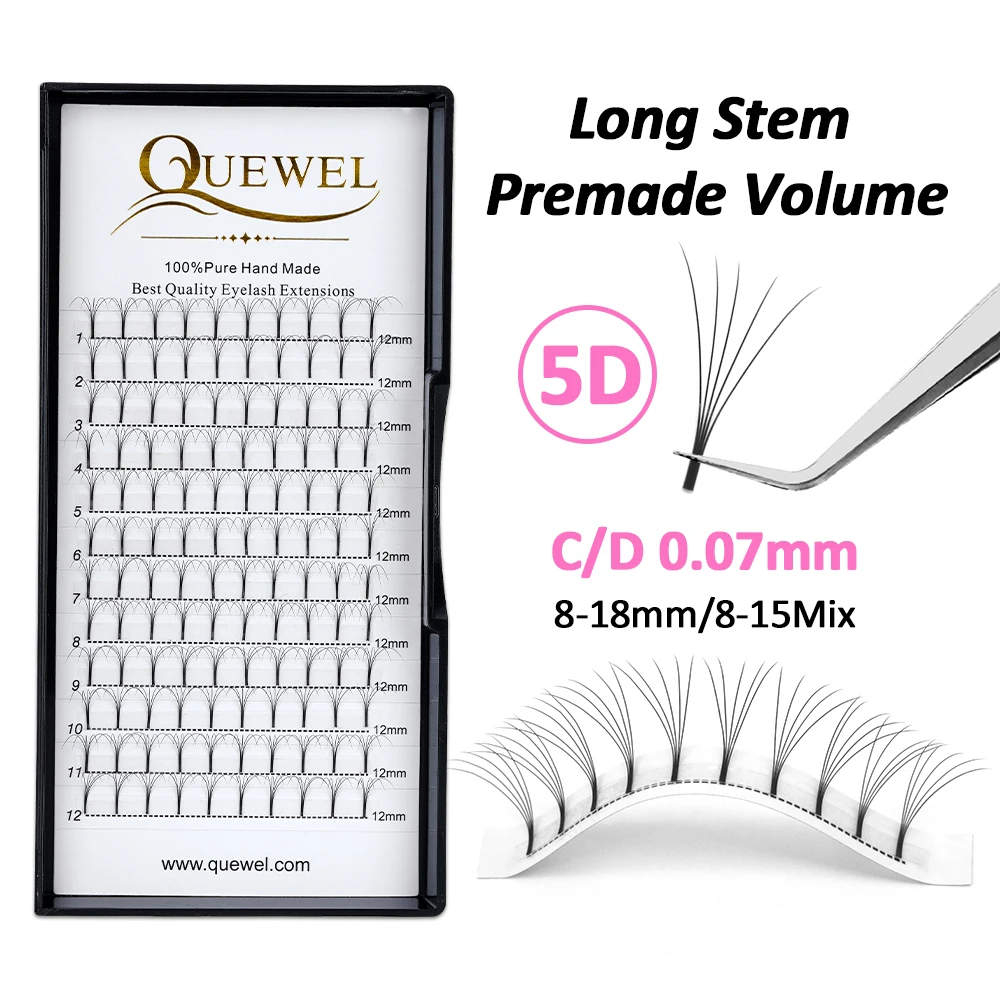 Quewel 5D Long Stem Faux Mink False Lashes Premade Russian Volume Fans Eyelash Extensions Silk Makeup Cilios Natural Handmade
Quewel 5D Long Stem Faux Mink False Lashes Premade Russian Volume Fans Eyelash Extensions Silk Makeup Cilios Natural Handmade