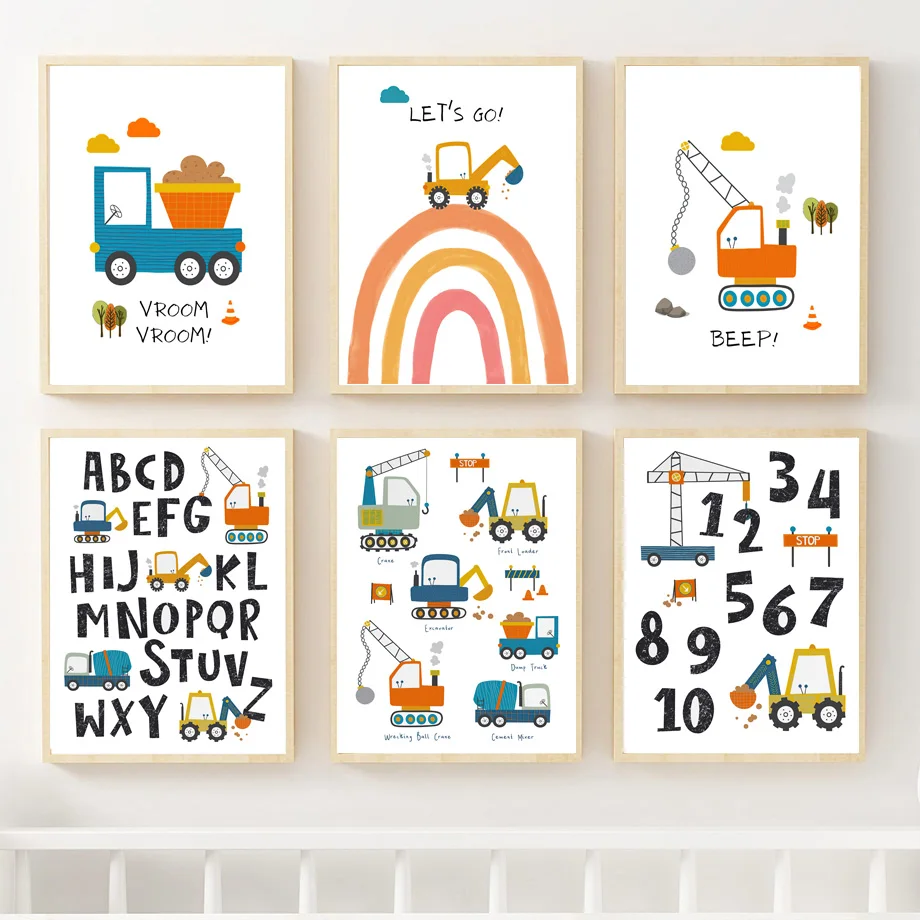 Excavator Crane Truck Cartoon Boy Nursery Wall Art Canvas Nordic Posters And Prints Painting Wall Pictures For Kids Room Decor
Excavator Crane Truck Cartoon Boy Nursery Wall Art Canvas Nordic Posters And Prints Painting Wall Pictures For Kids Room Decor