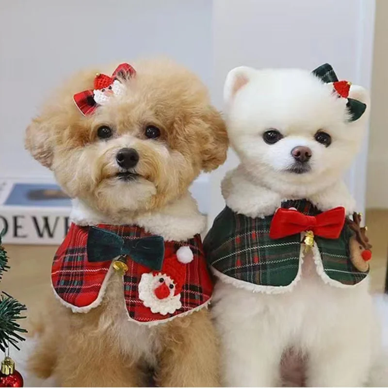 Dog Clothes Christmas New Year Pet Shawl Collar Puppy Bichon Poodle Pet Cape Dog Accessories With Hairpin Set Dog Supplies
Dog Clothes Christmas New Year Pet Shawl Collar Puppy Bichon Poodle Pet Cape Dog Accessories With Hairpin Set Dog Supplies