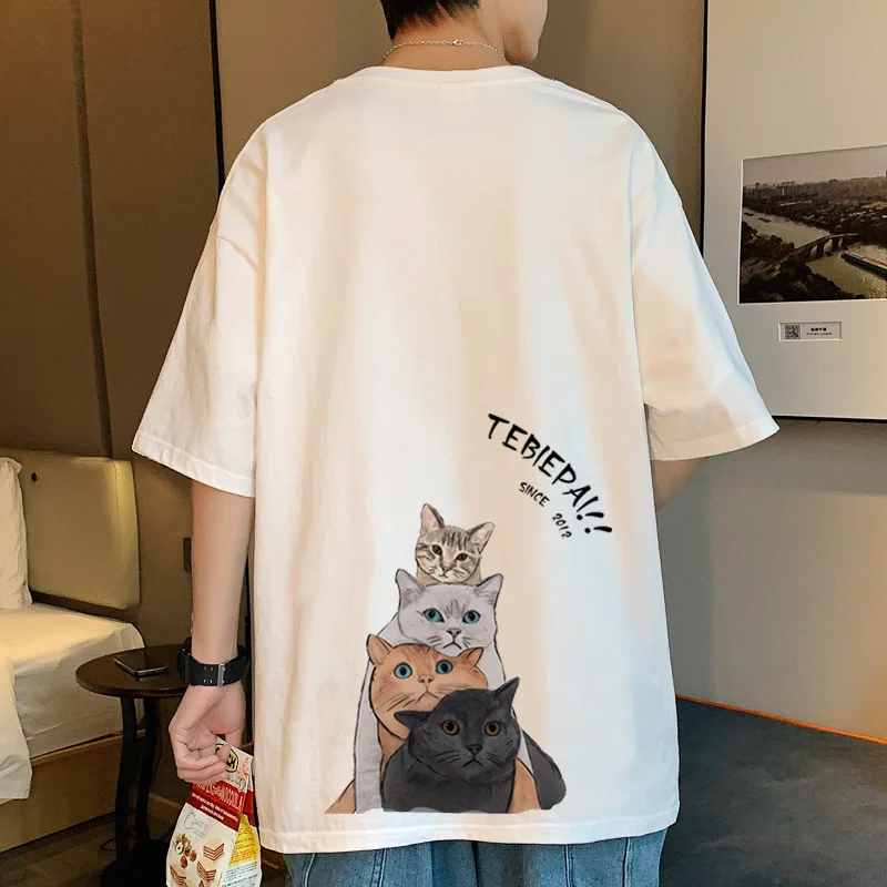 Janpanese Style Tshirt Men 100% Cotton Brand T-shirt Cat Printing Shirt Summer Loose Women INS Streetwear Tops Short Sleeve Tees
Janpanese Style Tshirt Men 100% Cotton Brand T-shirt Cat Printing Shirt Summer Loose Women INS Streetwear Tops Short Sleeve Tees