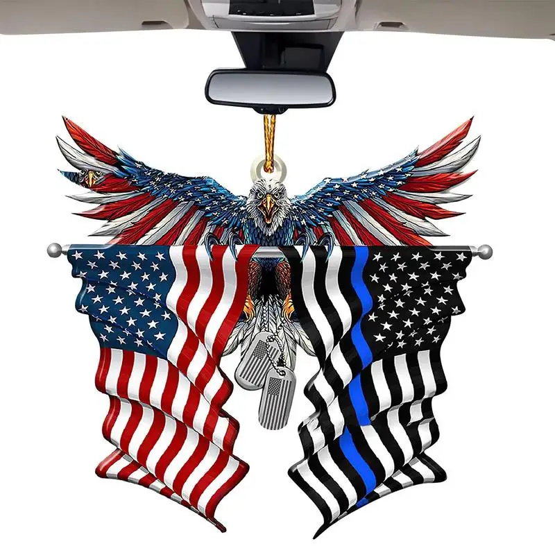 

Patriotic Tree Ornaments Car Rear View Mirror Pendant American Flag 4th Of July Independence Day Memorial Day Presidents Day