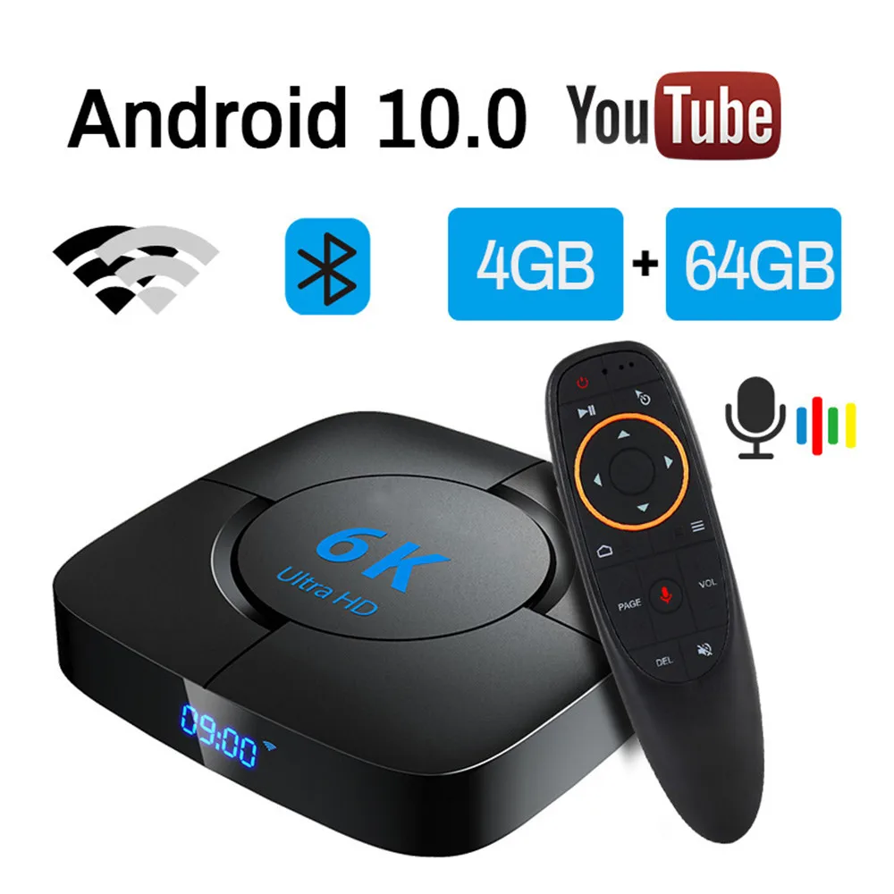 

6K H616 Transpeed Android 10.0 TV Box Voice Assistant 6K 3D Wifi 2.4G&5.8G 4GB RAM 32G 64G Media player Fast Box Top Box