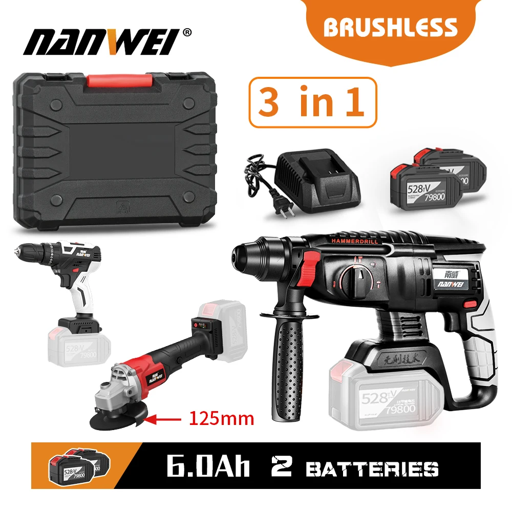 2/3/4 In 1 Multi-functional Electric Tools Sets Brushless Cordless Electric Drill/Rotary Hammer/Angle Grinder/Wrench
2/3/4 In 1 Multi-functional Electric Tools Sets Brushless Cordless Electric Drill/Rotary Hammer/Angle Grinder/Wrench