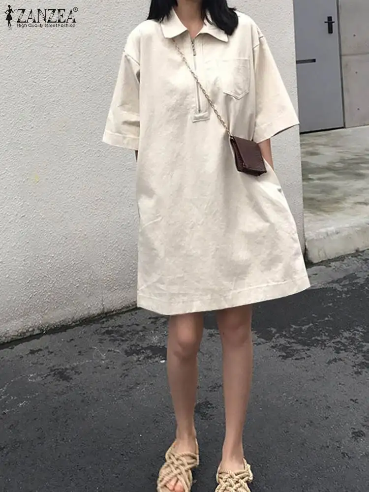 ZANZEA Casual Retro Solid Dress 2022 Summer Lapel Shirt Dresses Lady Zipper Up Street Knee Vestidos Women Oversized H Line Robe
ZANZEA Casual Retro Solid Dress 2022 Summer Lapel Shirt Dresses Lady Zipper Up Street Knee Vestidos Women Oversized H Line Robe