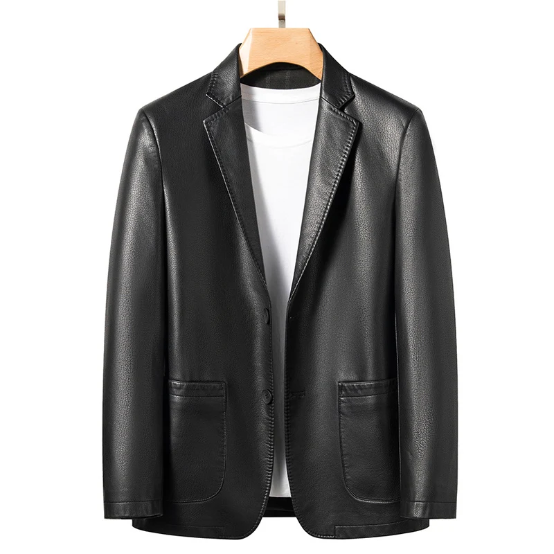 Мужской Блейзер, повседневный деловой пиджак из натуральной кожи, весна-осень
Мужской Блейзер, повседневный деловой пиджак из натуральной кожи, весна-осень