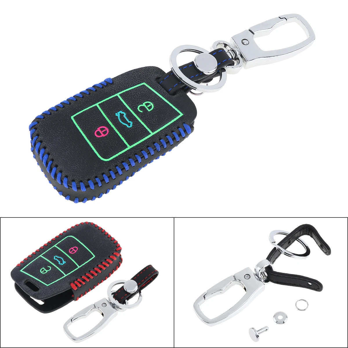 3 Buttons Hand Sewed Leather Noctilucent Car Key Cover Protector Holder with Hang Buckle Fit for VW Passat- B8 / CC- 2017
3 Buttons Hand Sewed Leather Noctilucent Car Key Cover Protector Holder with Hang Buckle Fit for VW Passat- B8 / CC- 2017