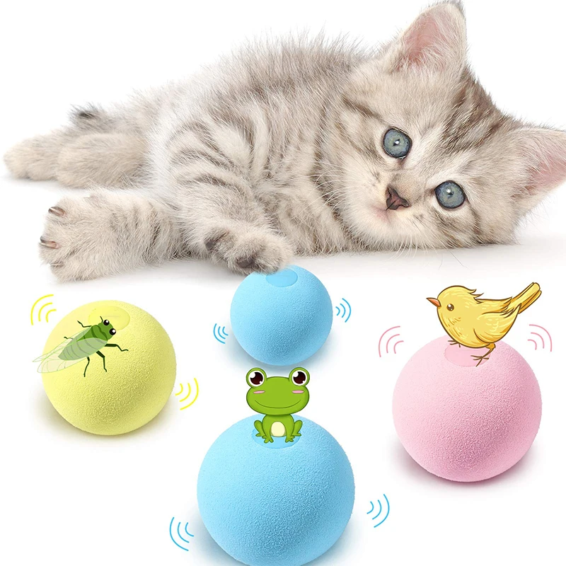 

Smart Cat Toys Interactive Ball Catnip Cat Training Sounding Toy Dog Cats Squeak Gravity Ball for Puppy Kitten Playing