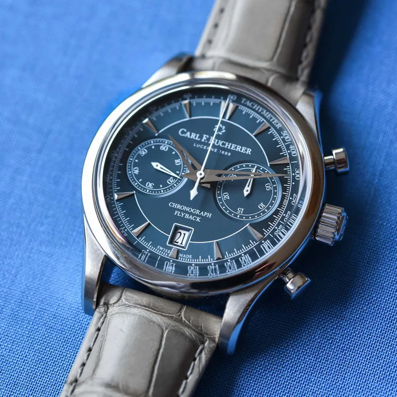 Carl F. Bucherer Watch Marley Dragon Flyback Chronograph Gray Blue Dial Top Leather Strap Men's Quartz Watch Best Gift
Carl F. Bucherer Watch Marley Dragon Flyback Chronograph Gray Blue Dial Top Leather Strap Men's Quartz Watch Best Gift