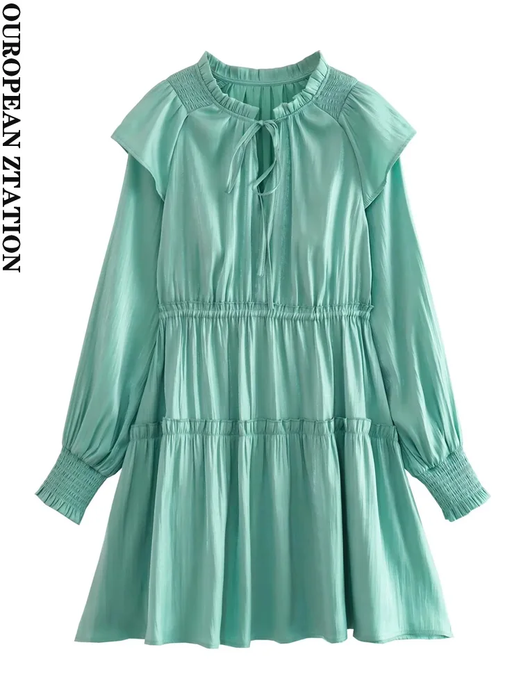 PAILETE Women 2023 fashion with ruffled satin mini dress vintage long sleeve o-neck female dresses vestidos mujer
PAILETE Women 2023 fashion with ruffled satin mini dress vintage long sleeve o-neck female dresses vestidos mujer
