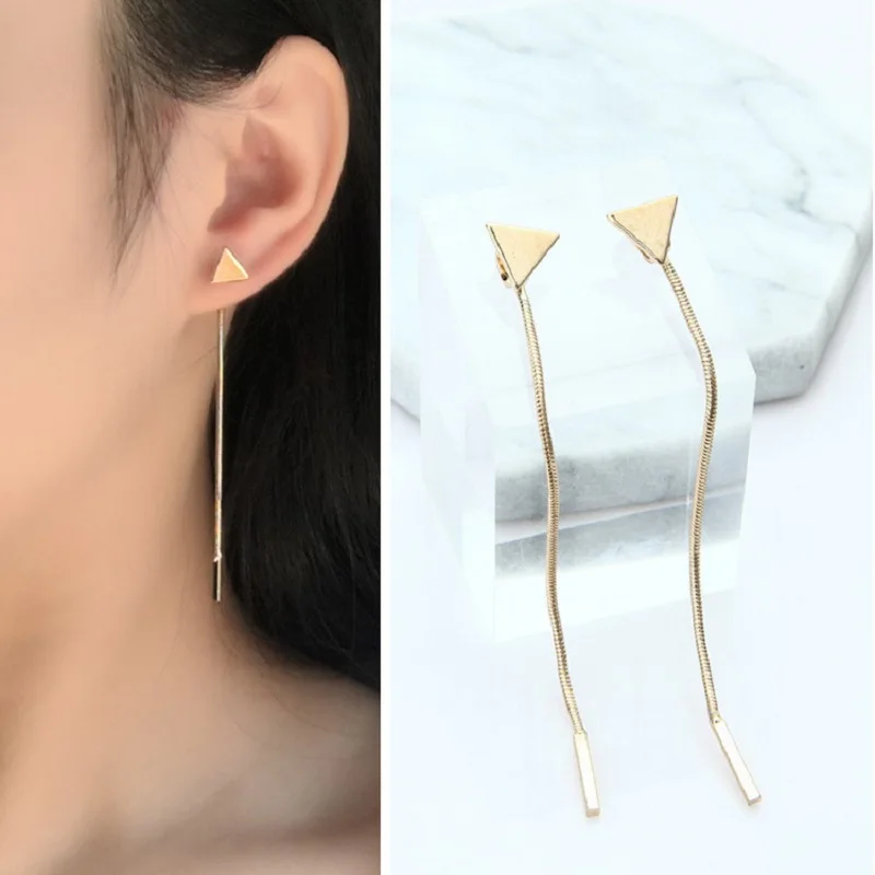 New Trendy Long Triangle Tassel Drop Earrings Gold Color Fashion Hanging Women Earrings Summer Jewelry Girls Party Gift
New Trendy Long Triangle Tassel Drop Earrings Gold Color Fashion Hanging Women Earrings Summer Jewelry Girls Party Gift