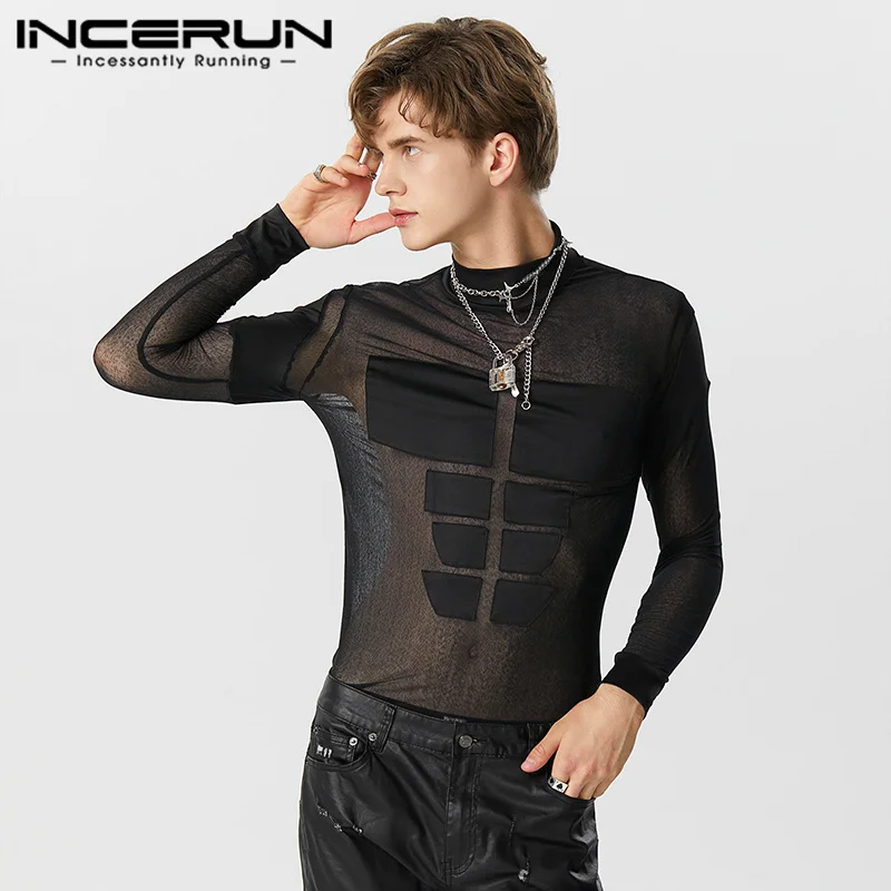INCERUN Men Bodysuits Patchwork Turtleneck Long Sleeve Mesh Transparent Bodysuit Men T Shirt Streetwear Sexy 2023 Fashion Romper
INCERUN Men Bodysuits Patchwork Turtleneck Long Sleeve Mesh Transparent Bodysuit Men T Shirt Streetwear Sexy 2023 Fashion Romper